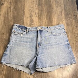 Hudson Jeans Light Blue Distressed Raw Hem Jean Shorts